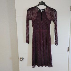 BCBG Women's long sleeve dress. Color: Bordeaux.